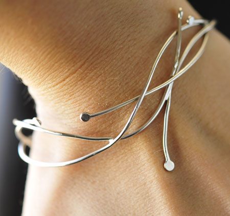 Forged Silver bangle bracelet by Kaelin Design Art Jewelry