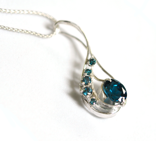 Something Blue Diamond and Topaz Custom Pendant