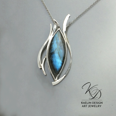 Dark Waters Labradorite and sterling silver pendant by Kaelin Design