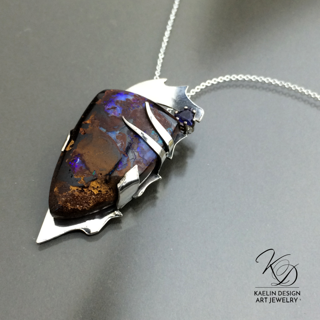 Opal Nebula boulder opal pendant by Kaelin Design