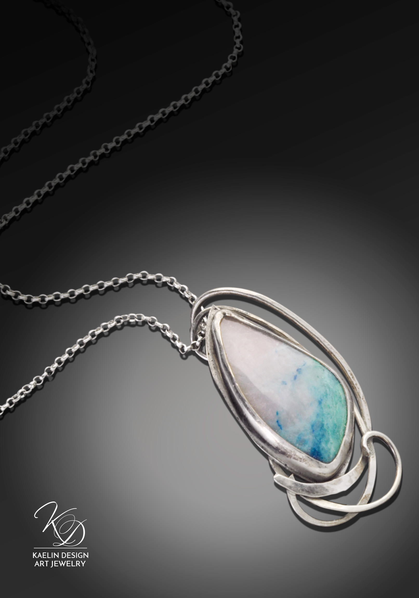 Ocean's Foam Chrysocolla Art Jewelry Pendant by Kaelin Design