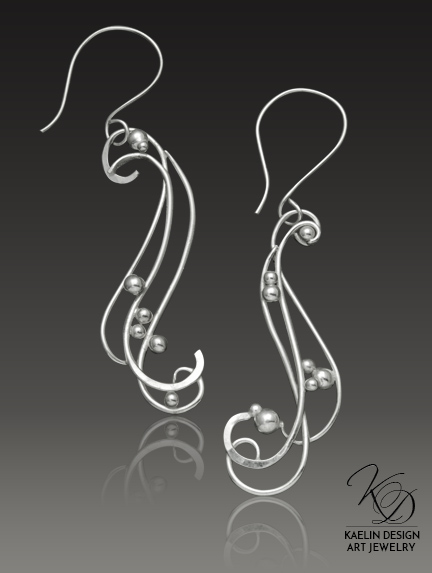 Rushing Waters hand forged silver earrings by Kaelin Design