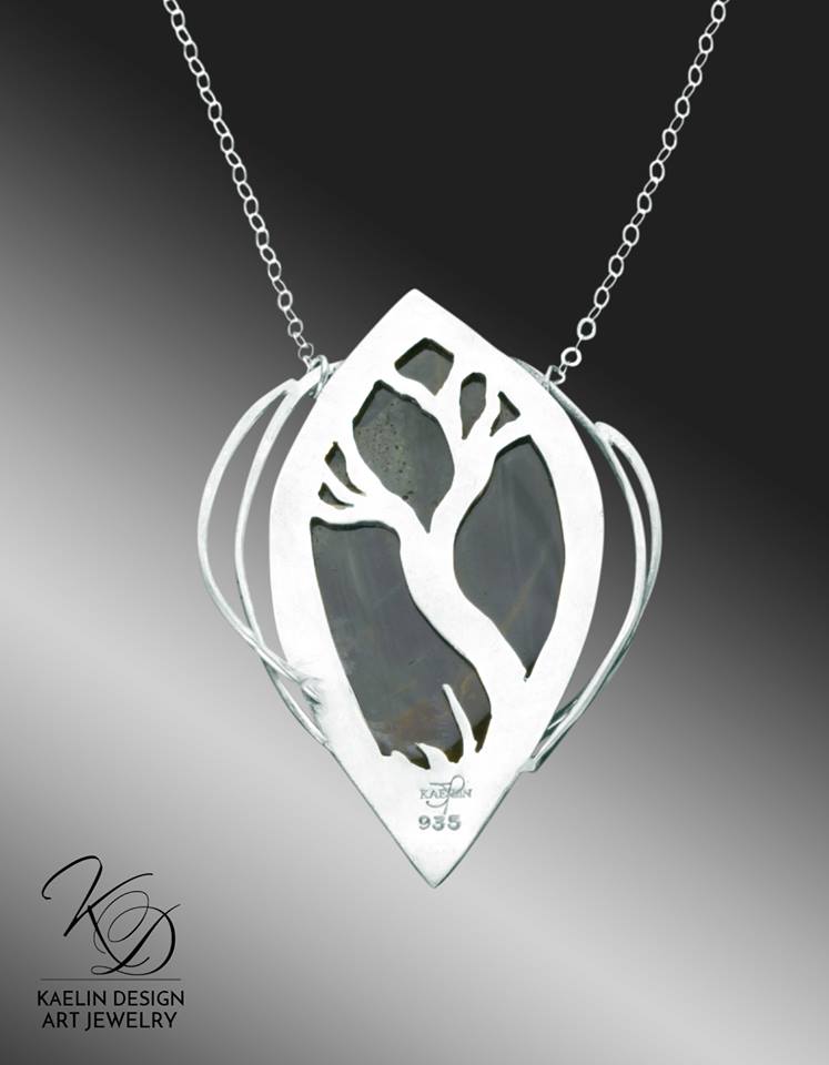 Deep Woods Jasper Art Jewelry pendant necklace by Kaelin Design Fine Art Jewelry