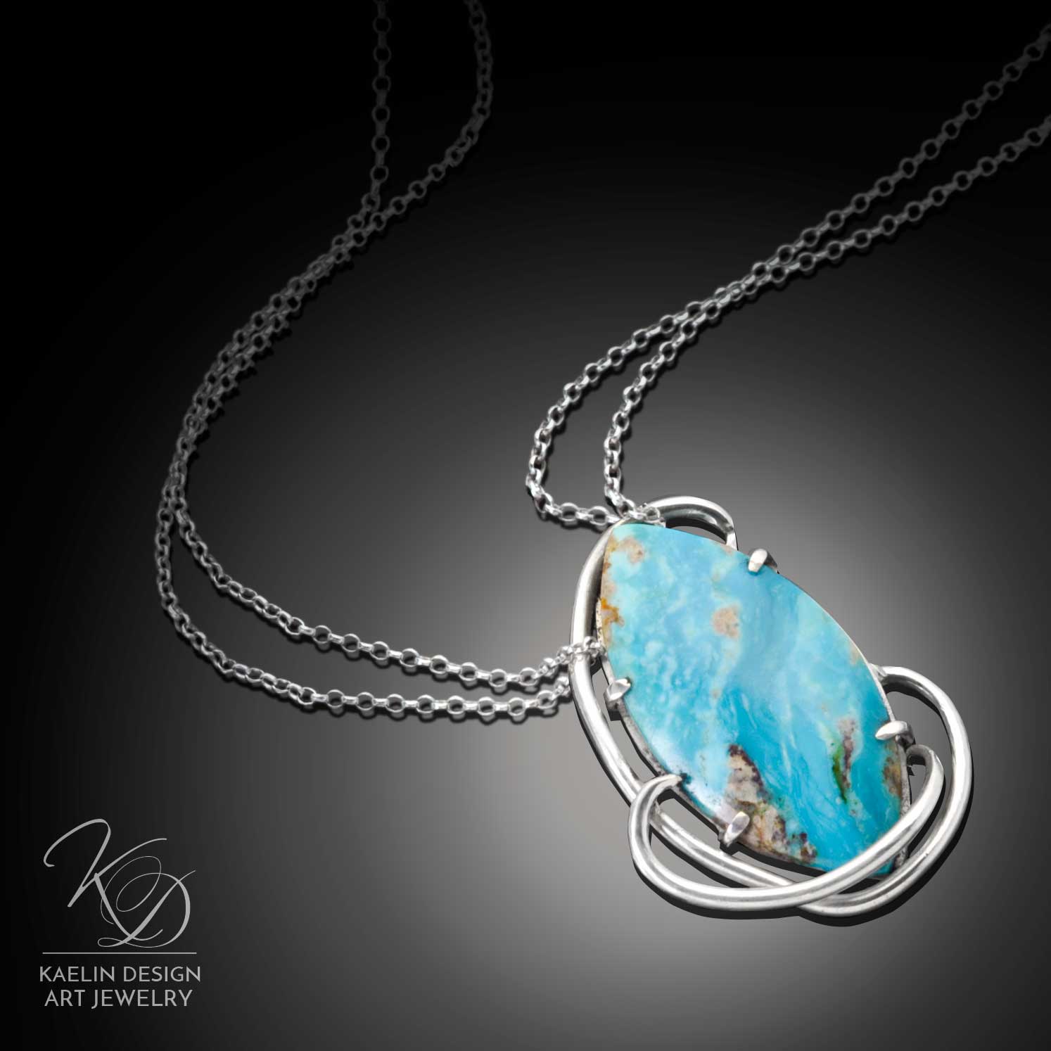 Sea Swept Turquoise Art Jewelry Pendant by Kaelin Design