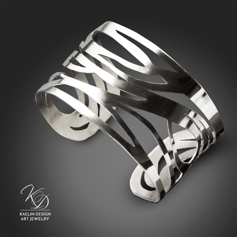 Undercurrents forged Argentium Silver cuff bracelet by Kaelin Design Fine Art Jewelry