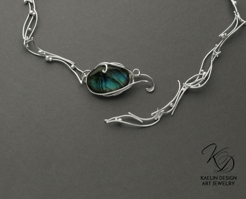 Turbulent Waters Labradorite Blue Art Jewelry Necklace Clasp