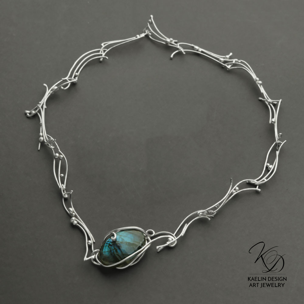 Turbulent Waters Labradorite Blue Art Jewelry Necklace