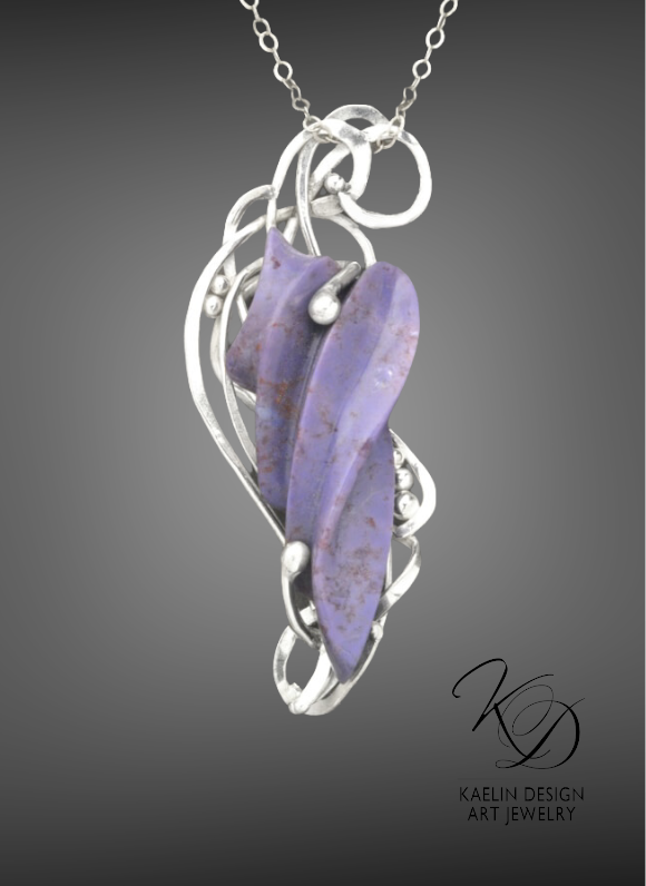 Evening Tides Purple Chalcedony Art Pendant by Kaelin Design Fine Art Jewelry