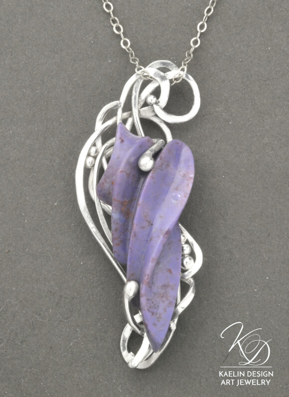Evening Tides Purple Chalcedony Art Pendant by Kaelin Design Fine Art Jewelry