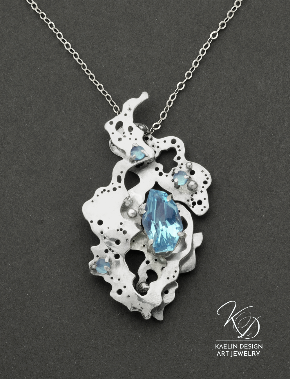 Ocean's Foam Fine Art Jewelry Pendant by Kaelin Design