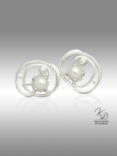 Pearl Tides Fine Art Jewelry Button Earrings by Kaelin Design