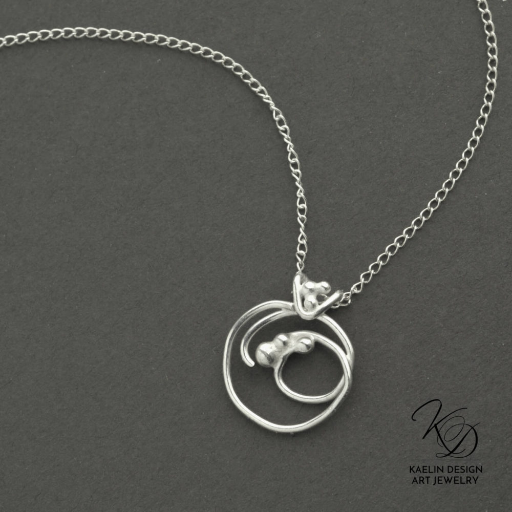 Seafoam Silver Ocean Art jewelry pendant by Kaelin Design