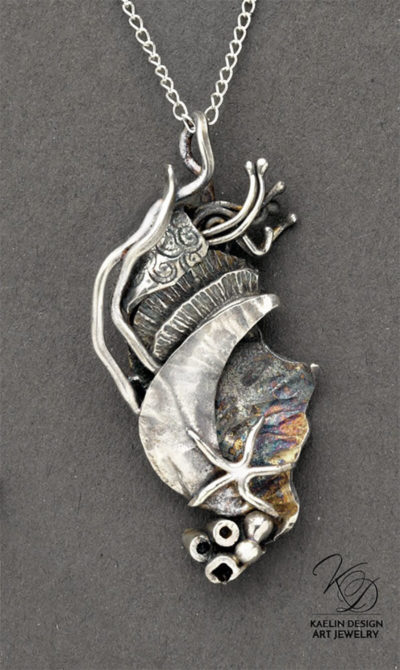 Reef Hand Forged Sterling Silver Art Sculpture Pendant by Kaelin Design