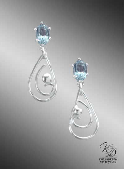 Blue Topaz Wave Earrings by Kaelin Design Fine Art Jewelry