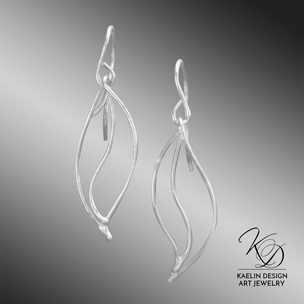 Silver Leaf Earrings by Kaelin Design Fine Art Jewelry
