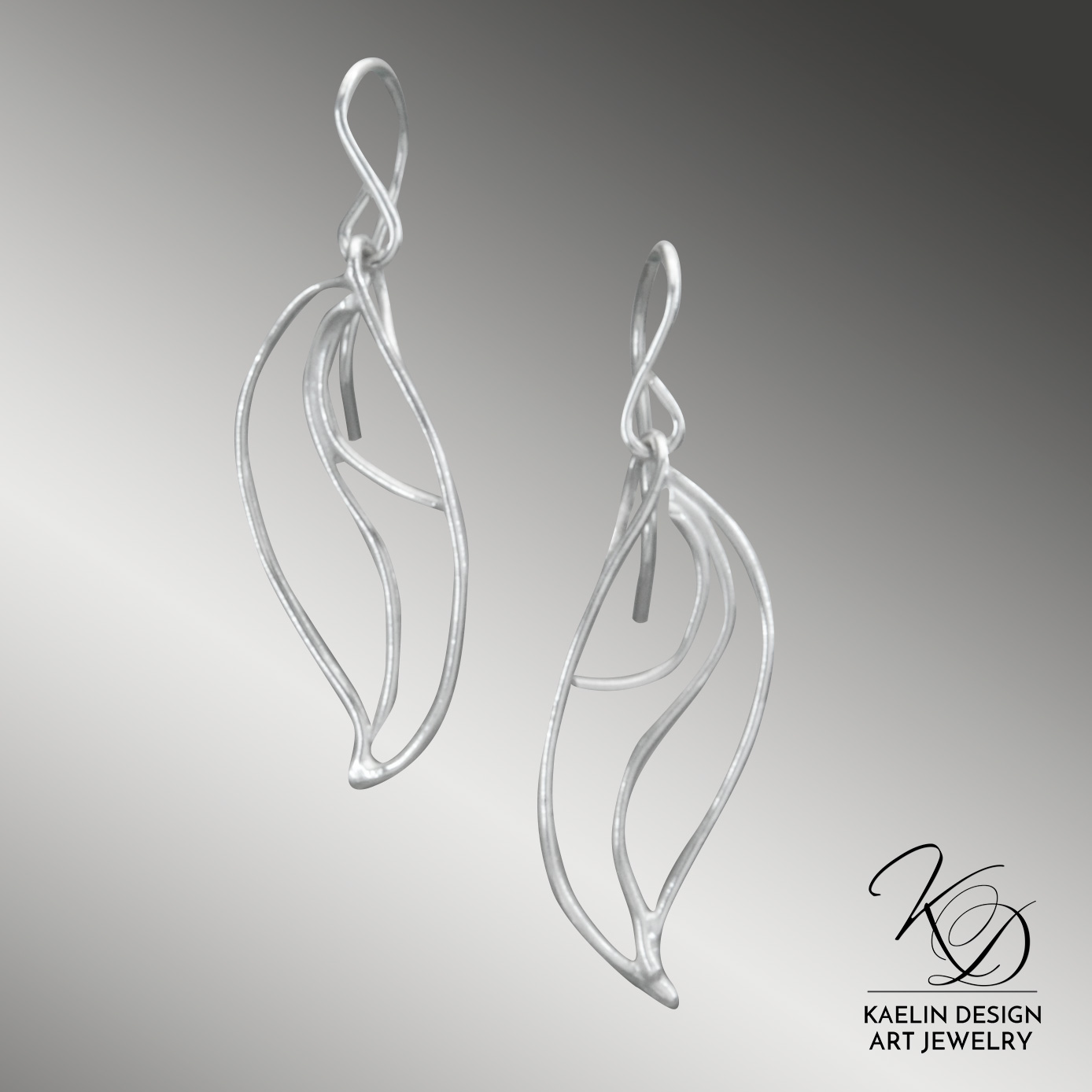 Caspian Sterling Silver Hand Forged Art Jewelry Earrings by Kaelin Design