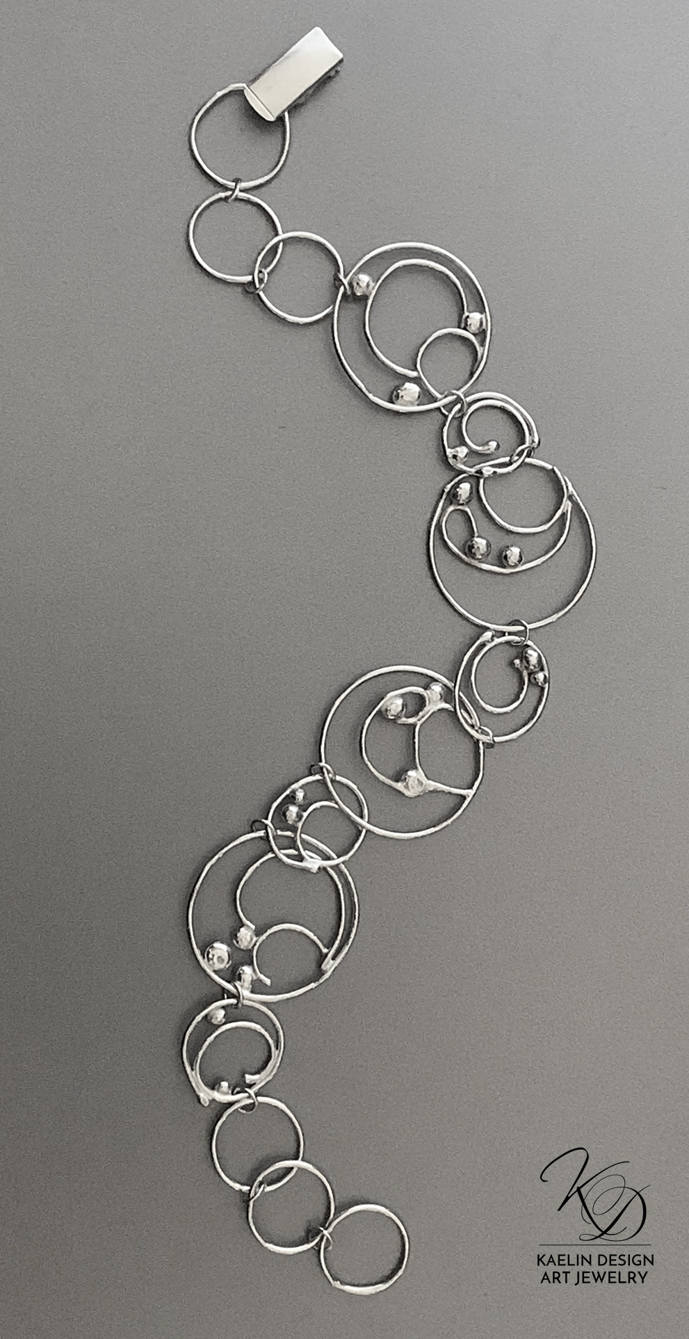 Ocean Bubbles Sterling Silver Art Jewelry Bracelet by Kaelin Design