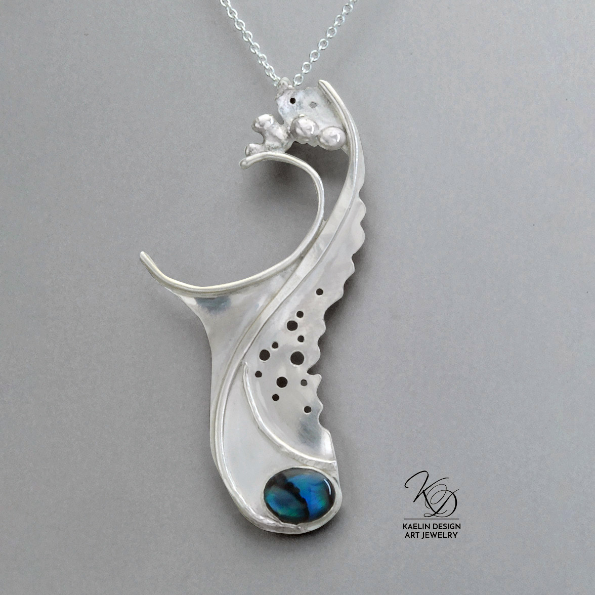 Deep Waters Paua and Sterling Silver Pendant by Kaelin Design Fine Art Jewelry