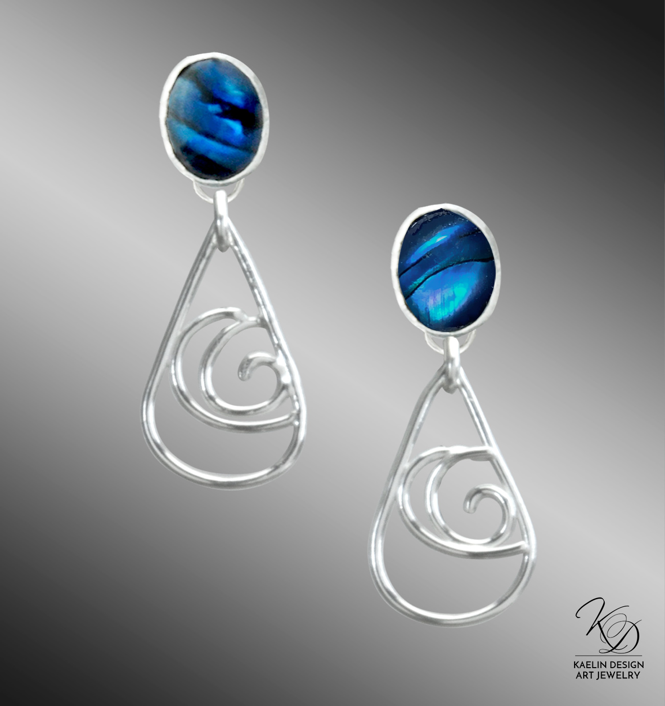 Sparkling Ocean Paua Shell Post Earrings by Kaelin Design Art Jewelry