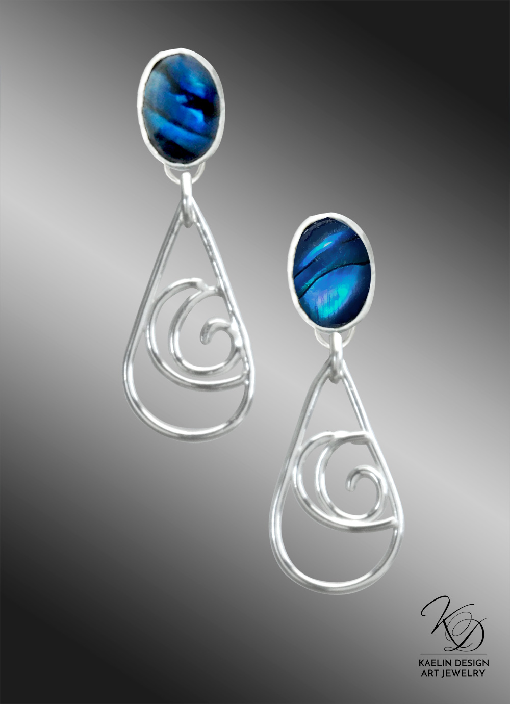Sparkling Ocean Paua Shell Post Earrings by Kaelin Design Art Jewelry