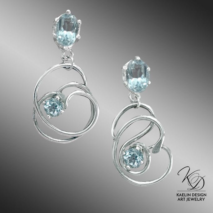 Blue Topaz Estuary Earrings by Kaelin Design Fine Art Jewelry