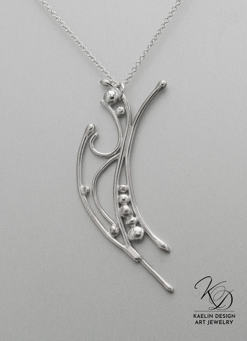 Ocean Froth Hand Forged Silver Art Jewelry Pendant by Kaelin Design
