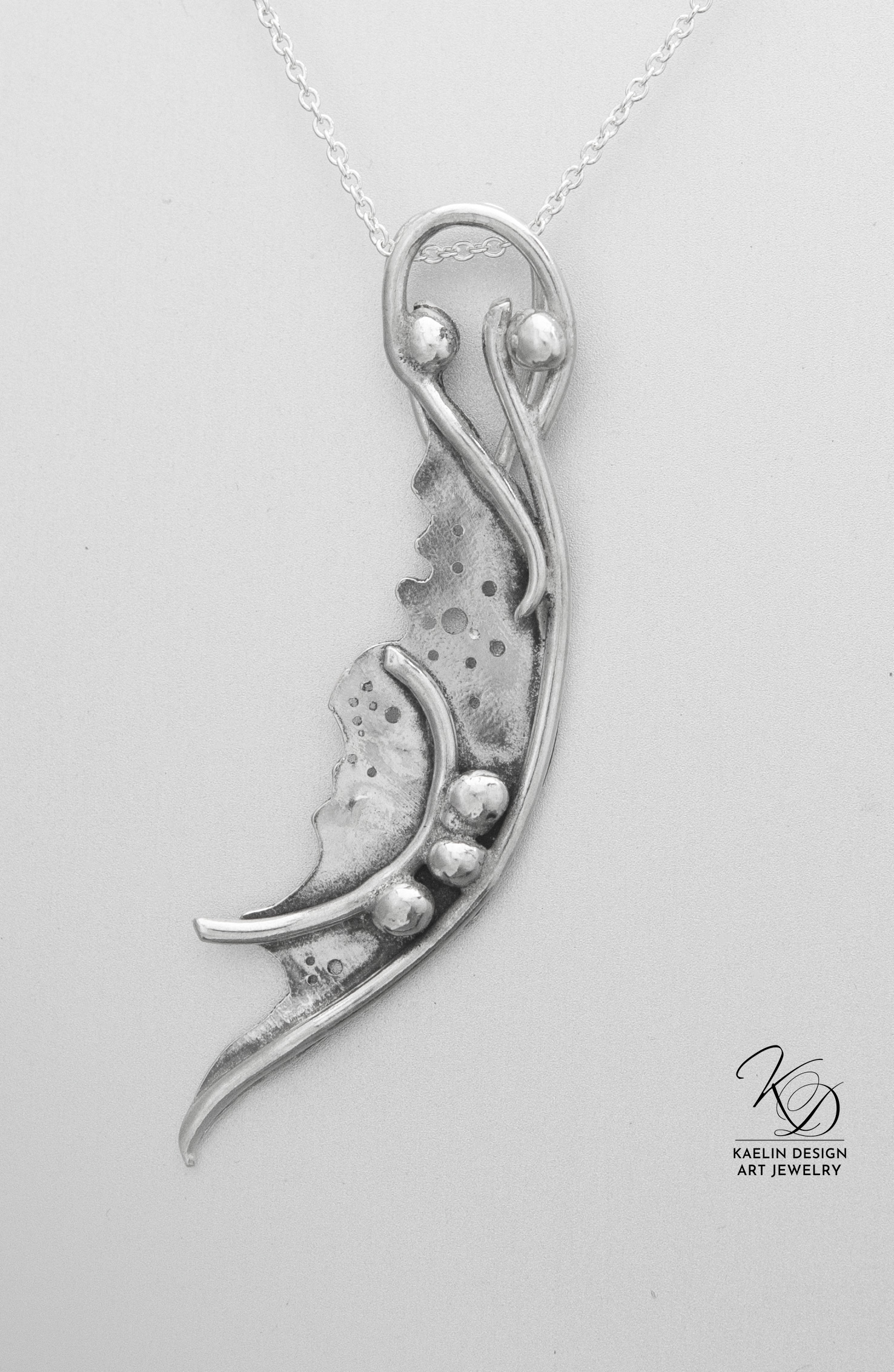 Ocean Foam Sterling Silver Hand Forged Pendant by Kaelin Design