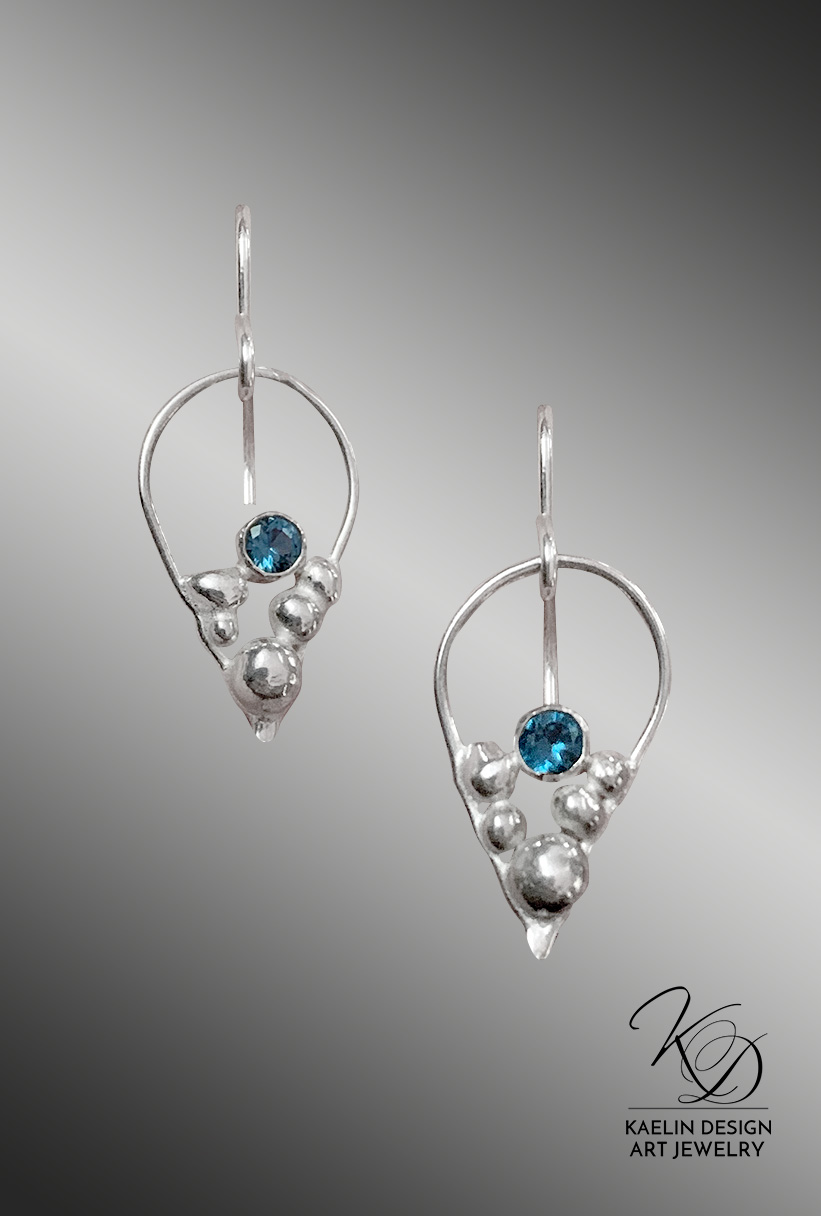 Seafoam Bubbles London Topaz Silver Art Jewelry Earrings by Kaelin Design