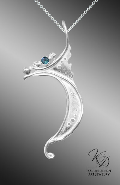 Ocean Breakwater Blue Topaz Art Jewelry Pendant by Kaelin Design