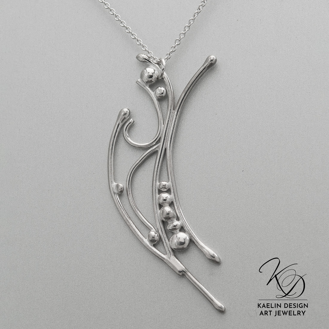 Ocean Froth Hand Forged Silver Art Jewelry Pendant by Kaelin Design