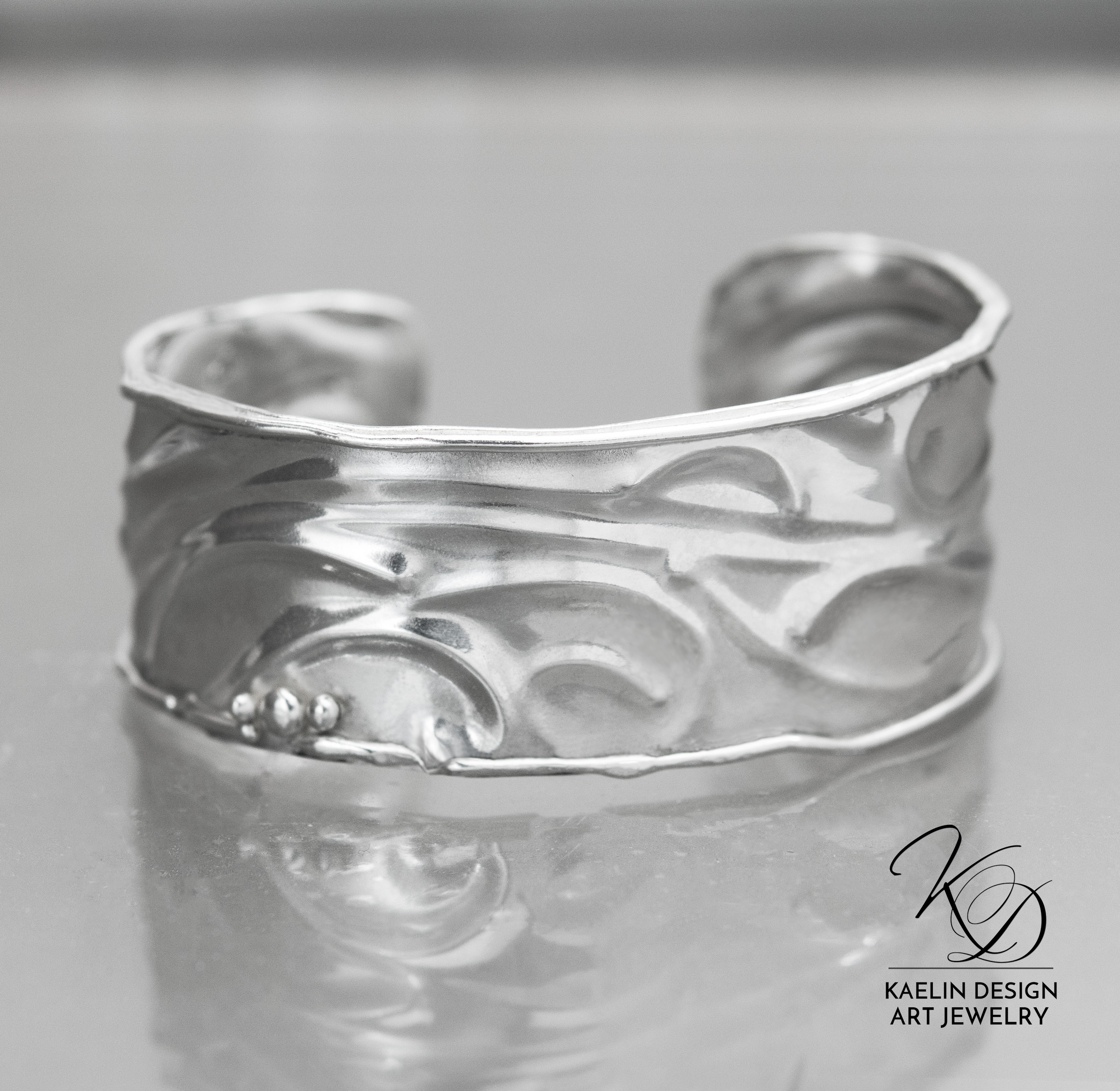 Silver Waves Sterling Silver Cuff Bracelet by Kaelin Design Art Jewelry