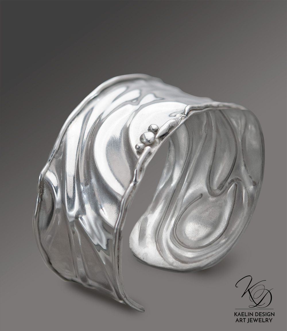 Silver Waves Sterling Silver Cuff Bracelet by Kaelin Design Art Jewelry