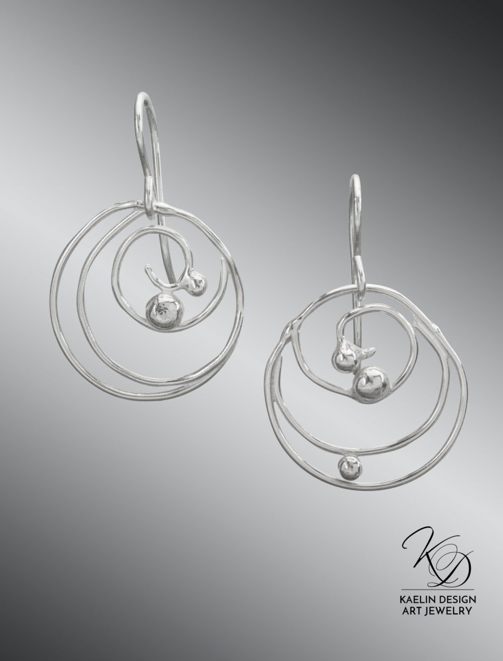 Darya Sterling Silver Ocean Earrings by Kaelin Design Fine Art Jewelry