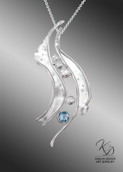 Rivulet Sterling Silver and Blue Topaz Art Jewelry Pendant by Kaelin Design Fine Art Jewelry