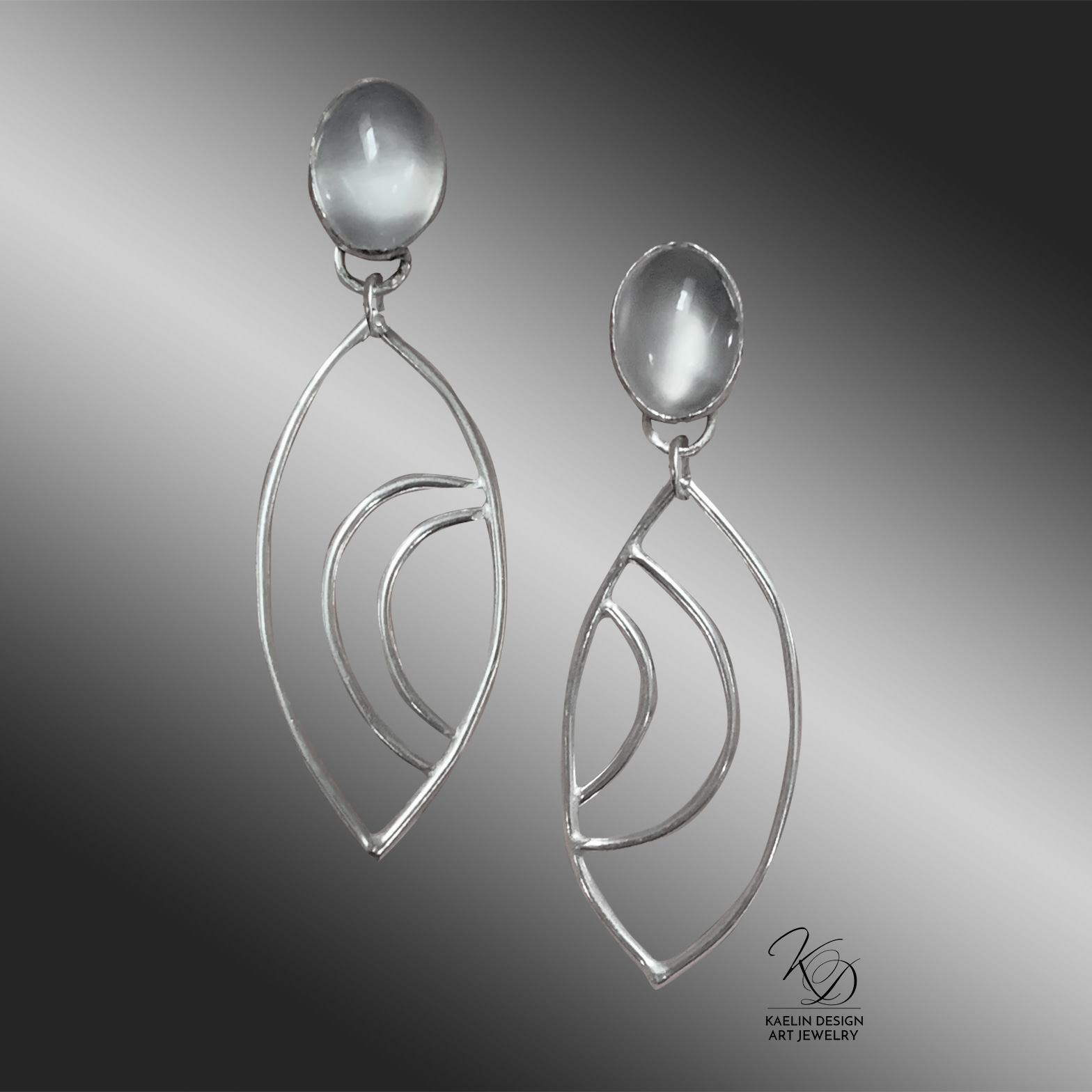 Moonlit Seas Sterling Silver Moonstone Earrings by Kaelin Design Fine Art Jewelry