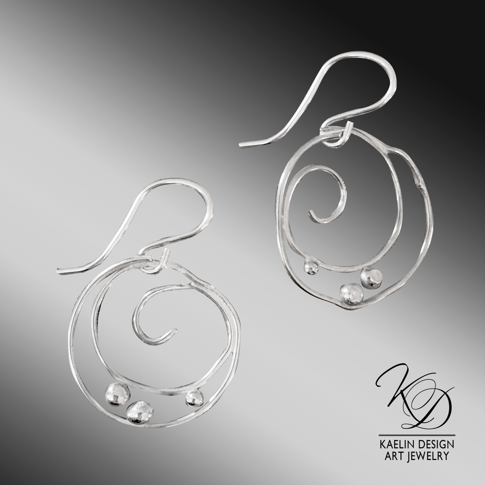 Silver Currents Sterling Silver Ocean Inspired Earrings by Kaelin Design Art Jewelry