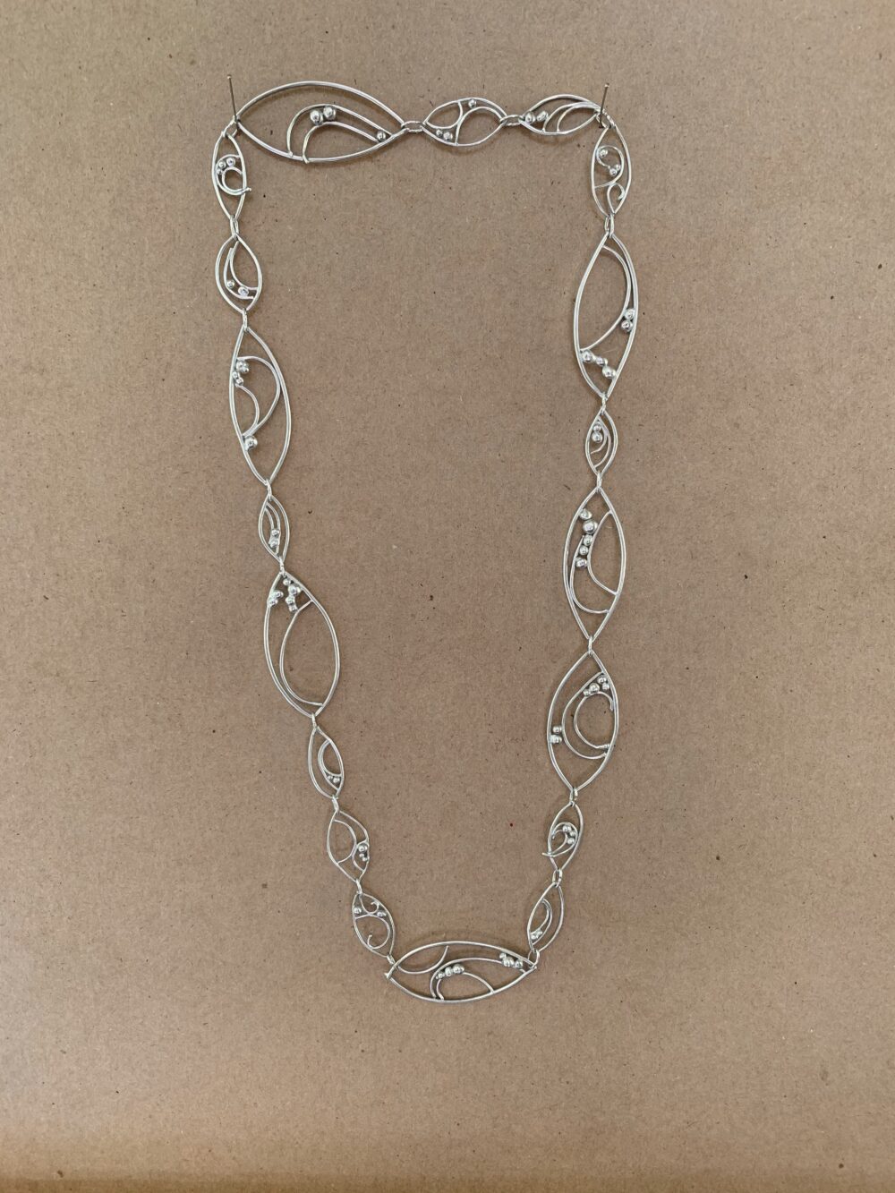 Sea Tides Long Sterling Silver Necklace by Kaelin Design Fine Art Jewelry