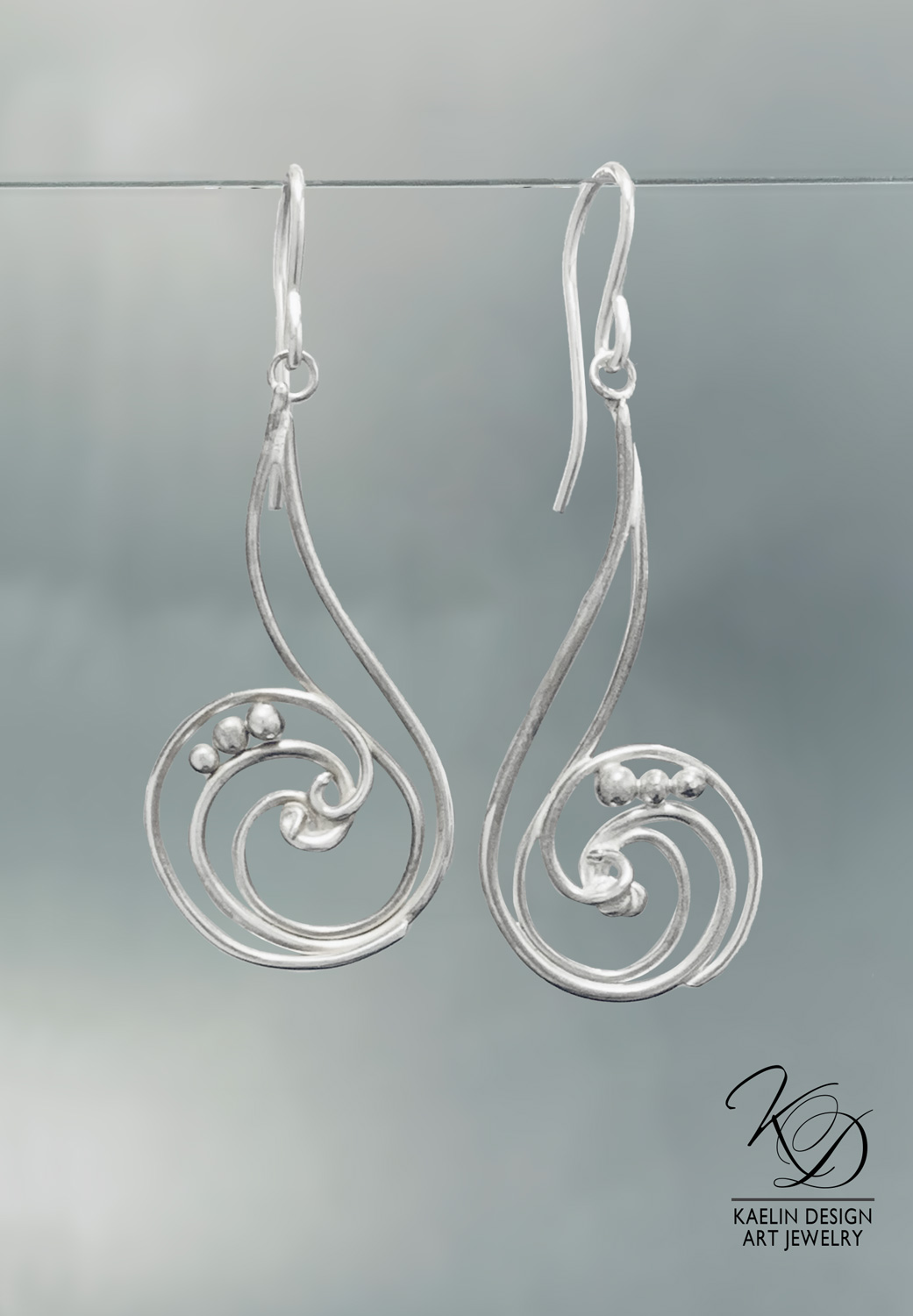 Whirlpool Sterling Silver Ocean Earrings by Kaelin Design Fine Art Jewelry