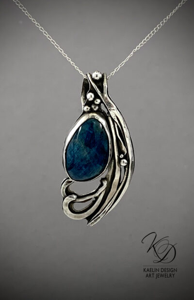 Ocean's Froth Apatite Sterling Silver Design Art Jewelry Pendant by Kaelin Design Fine Art Jewelry