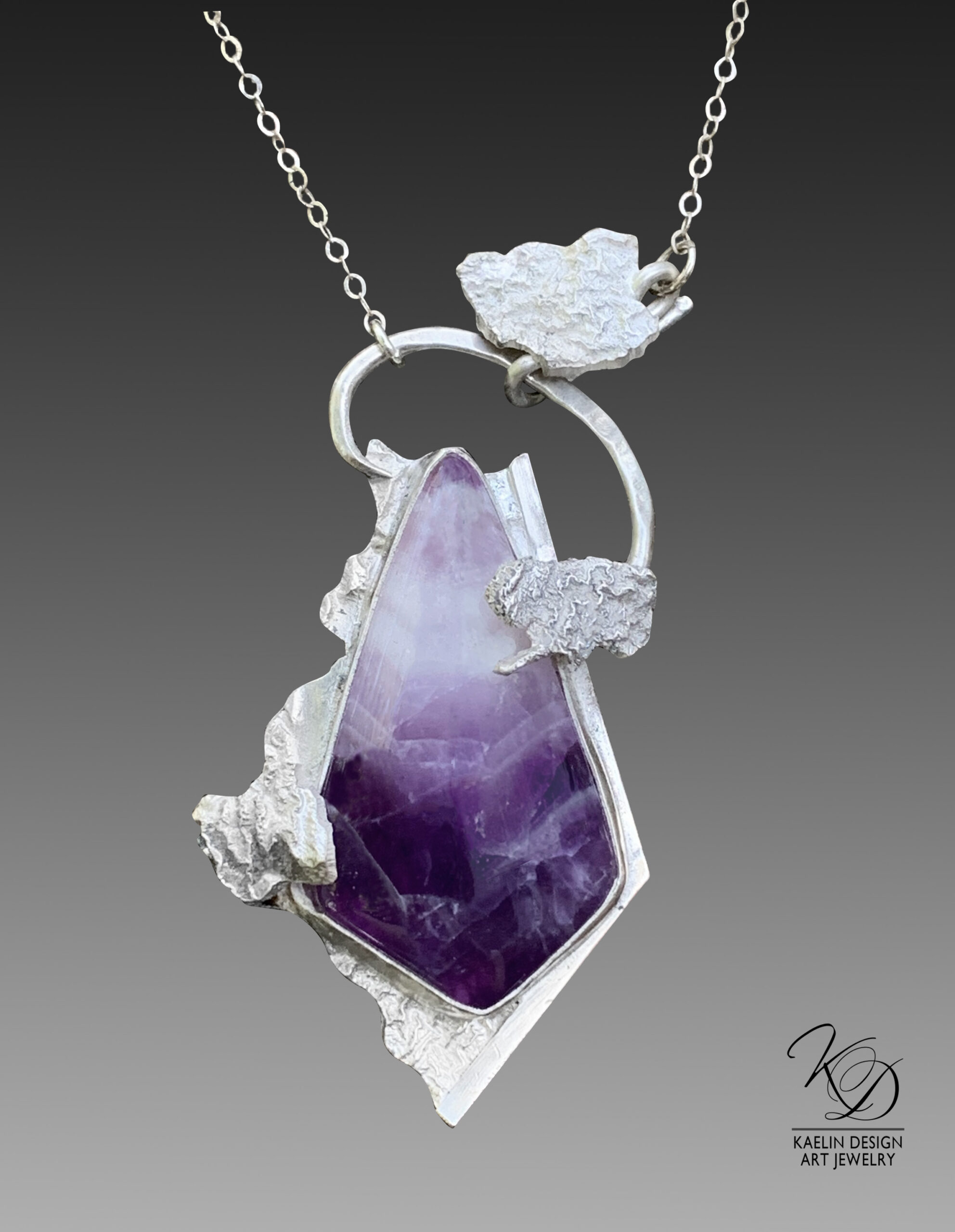 Silver Linings Amethyst Storm Fine Art Jewelry necklace by Kaelin Design