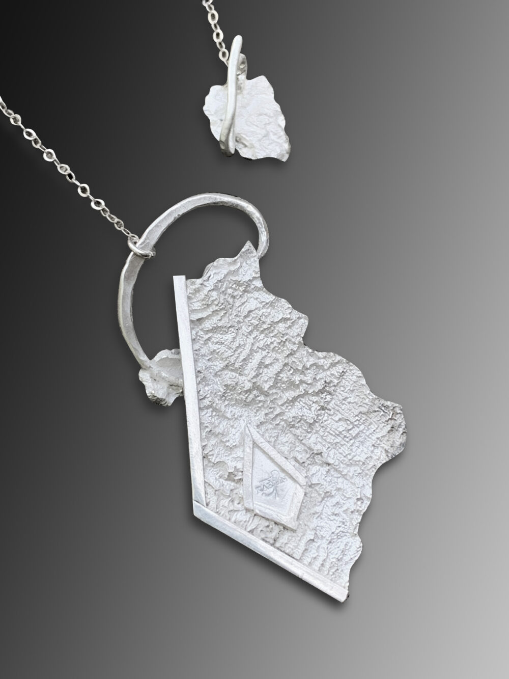 Silver Linings Amethyst Storm pendant back by Kaelin Design Fine Art Jewelry